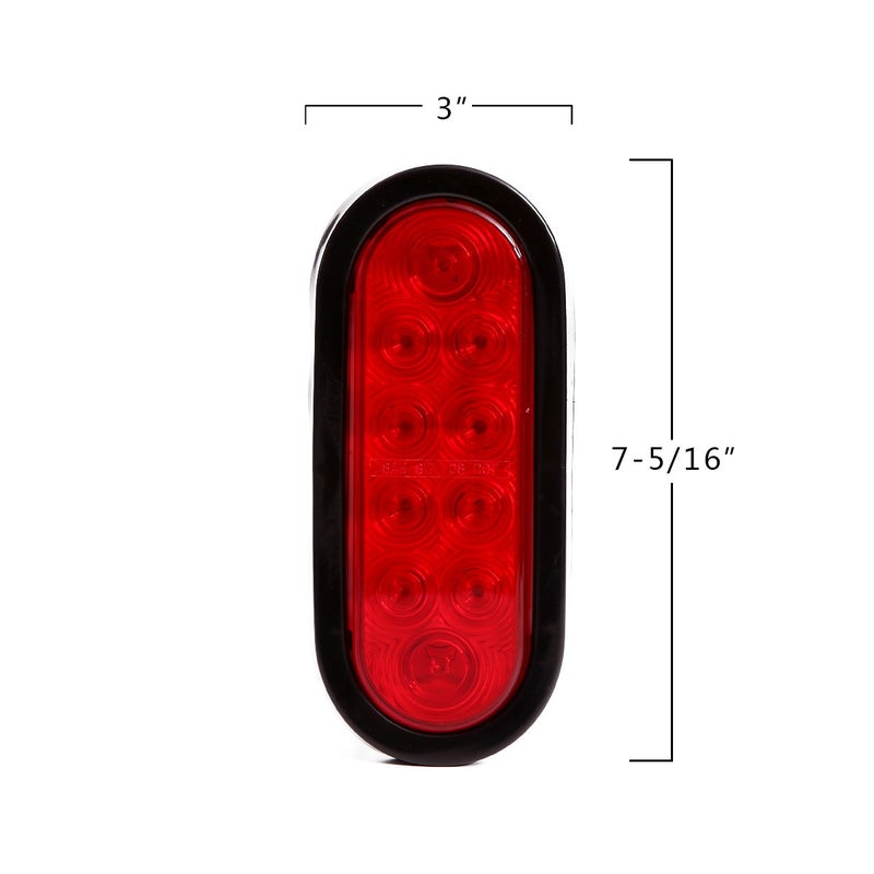 CZC AUTO 6'' LED Waterproof Oval Red Trailer Lights Rear Stop Turn Signal Parking Tail Brake Lights for Trailer Truck RV (Red, 4 Pack) - Image 2